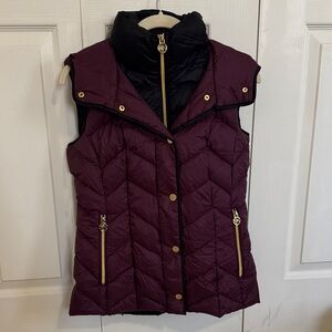 Michael Kors Maroon and Black Quilted Vest XS